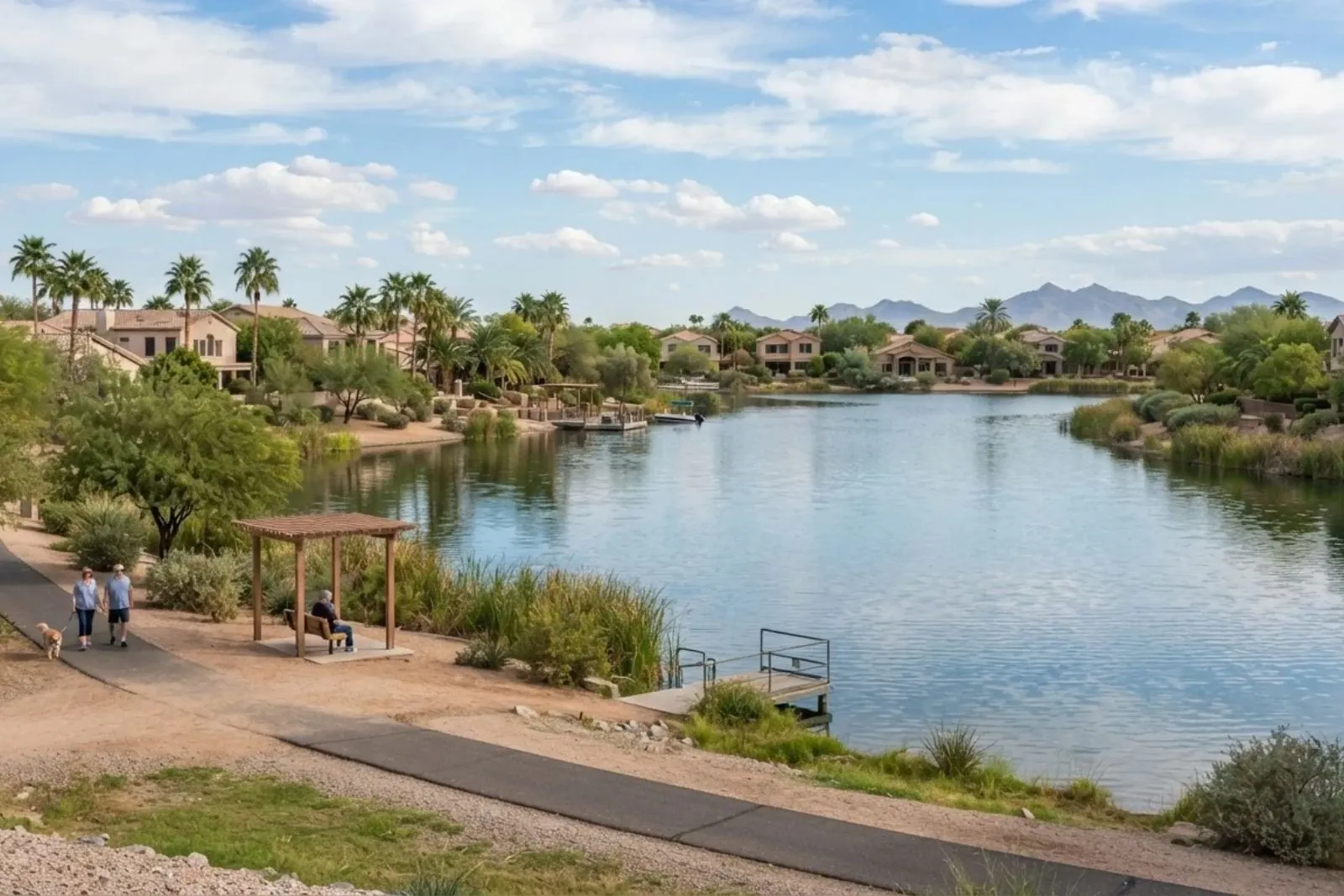 Lake and walking path in Youngtown, Arizona